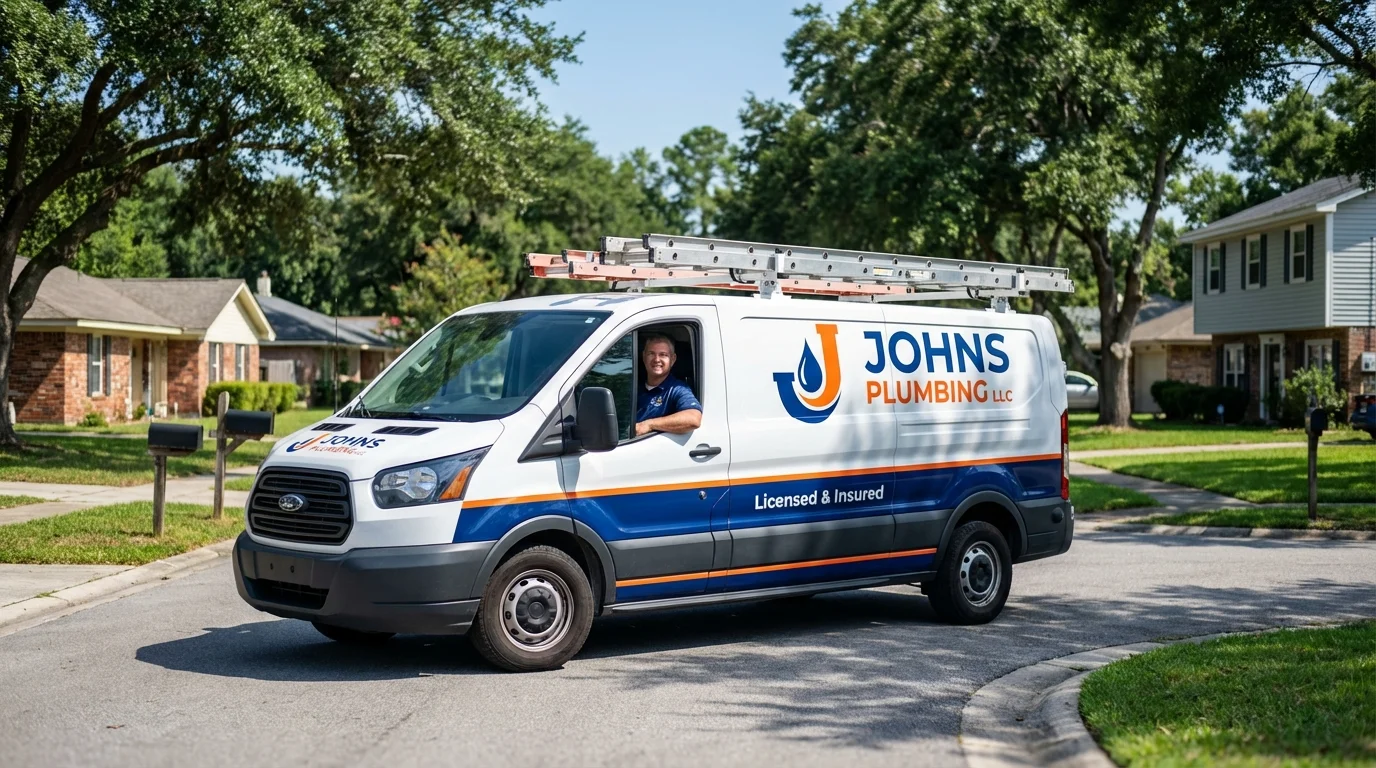 Johns Plumbing LLC service van in Gifford, IL