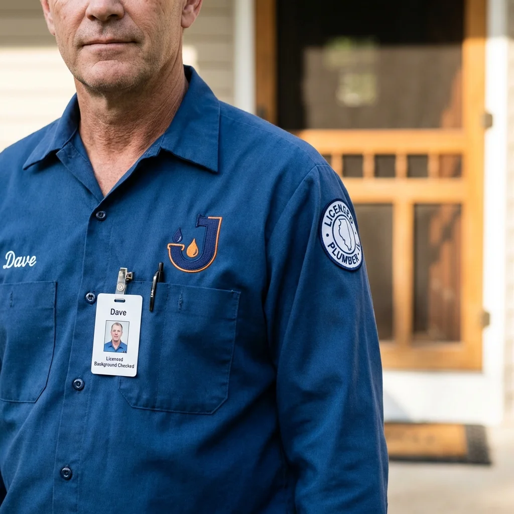 Licensed plumber showing ID badge in Gifford, IL