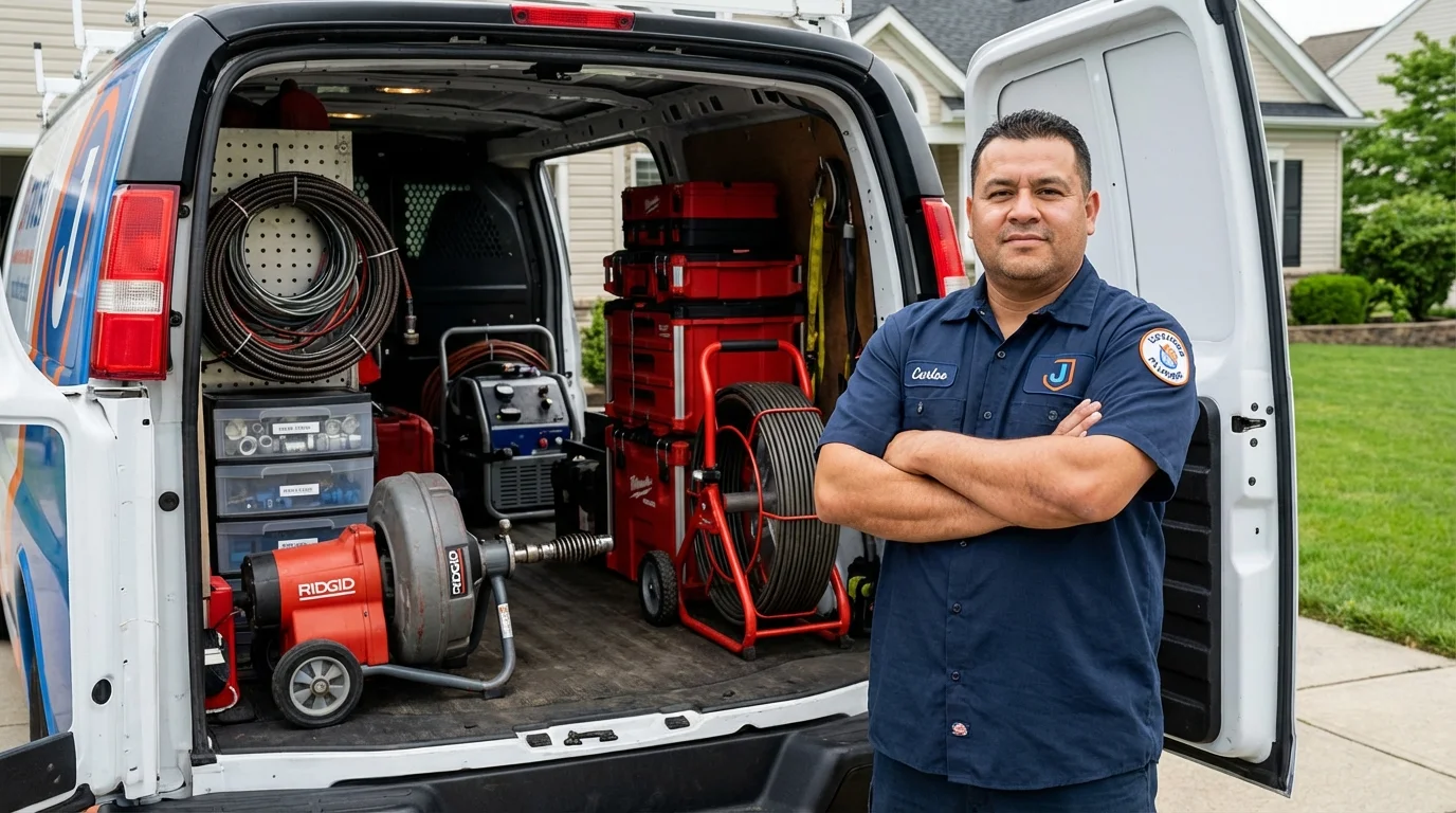 Professional drain cleaning equipment and Johns Plumbing LLC plumber in Gifford